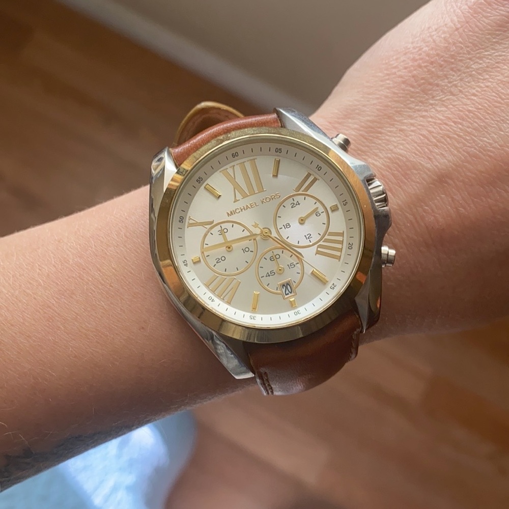 Genuine Calfskin Leather Michael Kors Watch